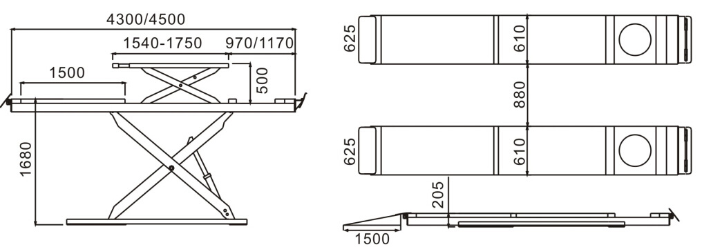 SHL-Y-J-35CBL Ultrathin Double Level Scissor Lift for Four Wheel Alignment